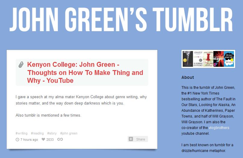 John Green auf tumblr